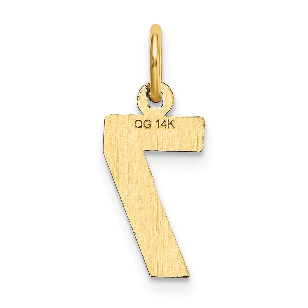 14k Yellow Gold Small Brushed Diamond-cut Number 7 Charm
