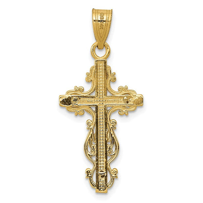 14k Two-tone Gold Small Narrow Cross Crucifix Pendant for Women