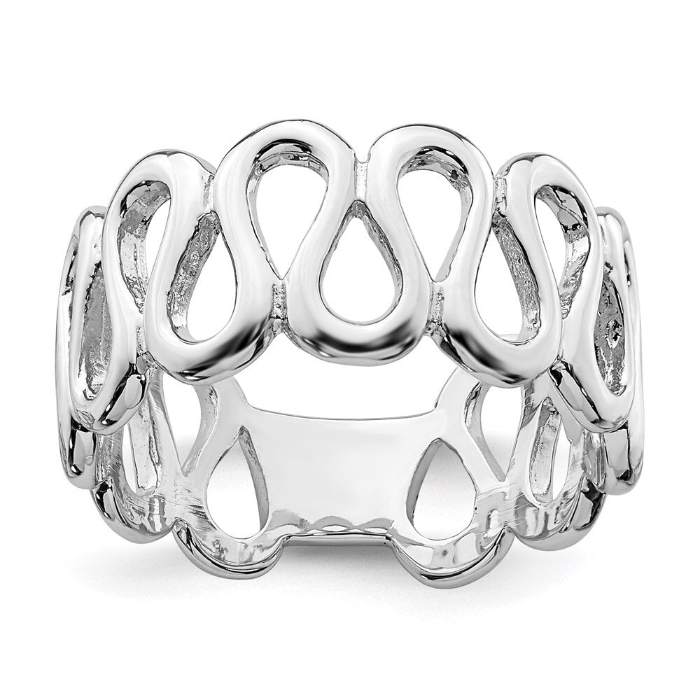 Sterling Silver Rhodium-plated Fancy Swirls Band Size 6