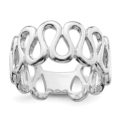 Sterling Silver Rhodium-plated Fancy Swirls Band Size 6
