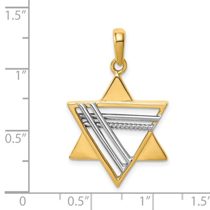 14k Two-tone Gold Star of David Pendant for Women
