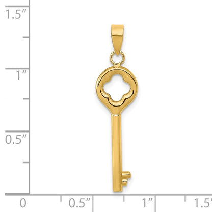 14k Yellow Gold Polished 3-D Key Charm