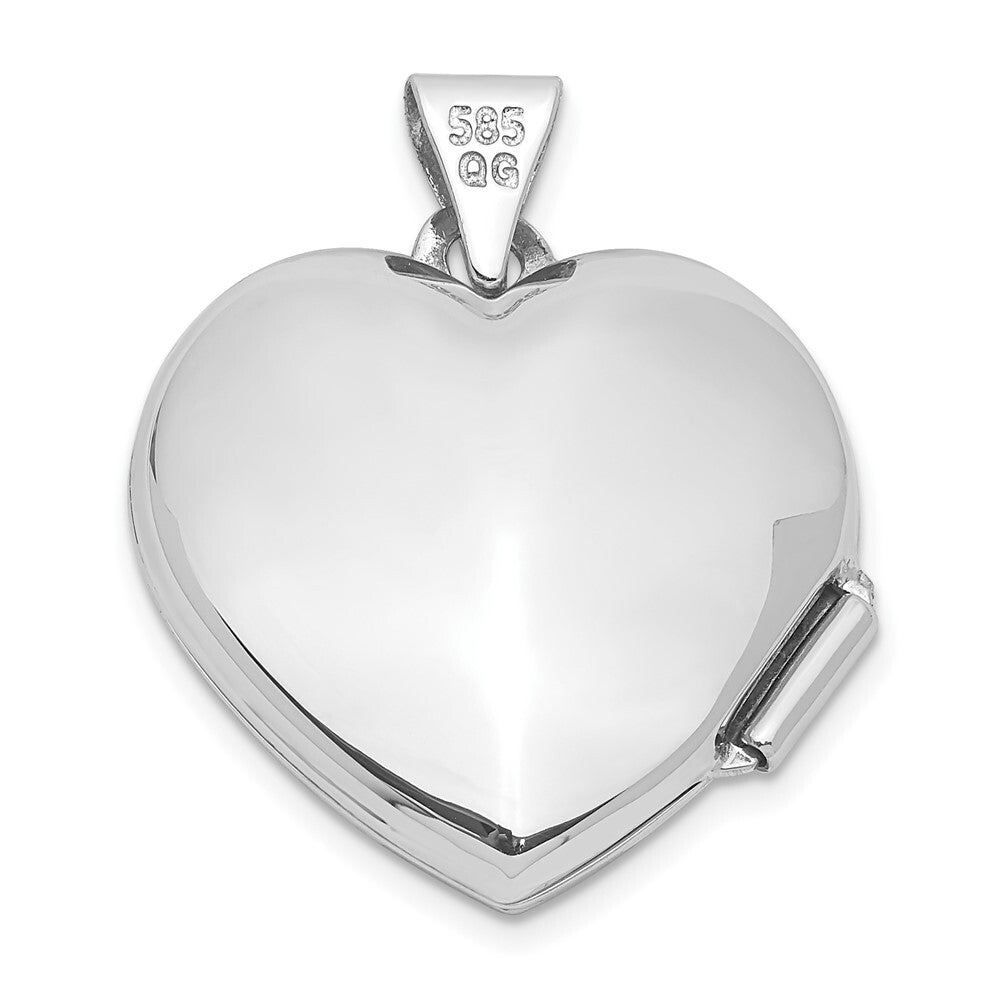 14k White Gold 18mm Tree Heart Locket Pendant for Women