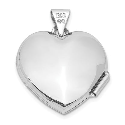 14k White Gold 18mm Tree Heart Locket Pendant for Women