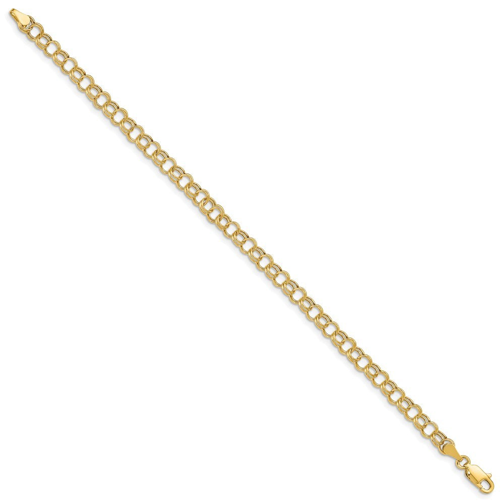 14k Yellow Gold 5mm Hollow Double Link 7 inch Charm Bracelet