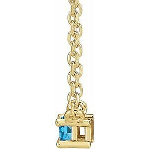 14k Yellow Gold Natural Swiss Blue Topaz Solitaire 18" Necklace