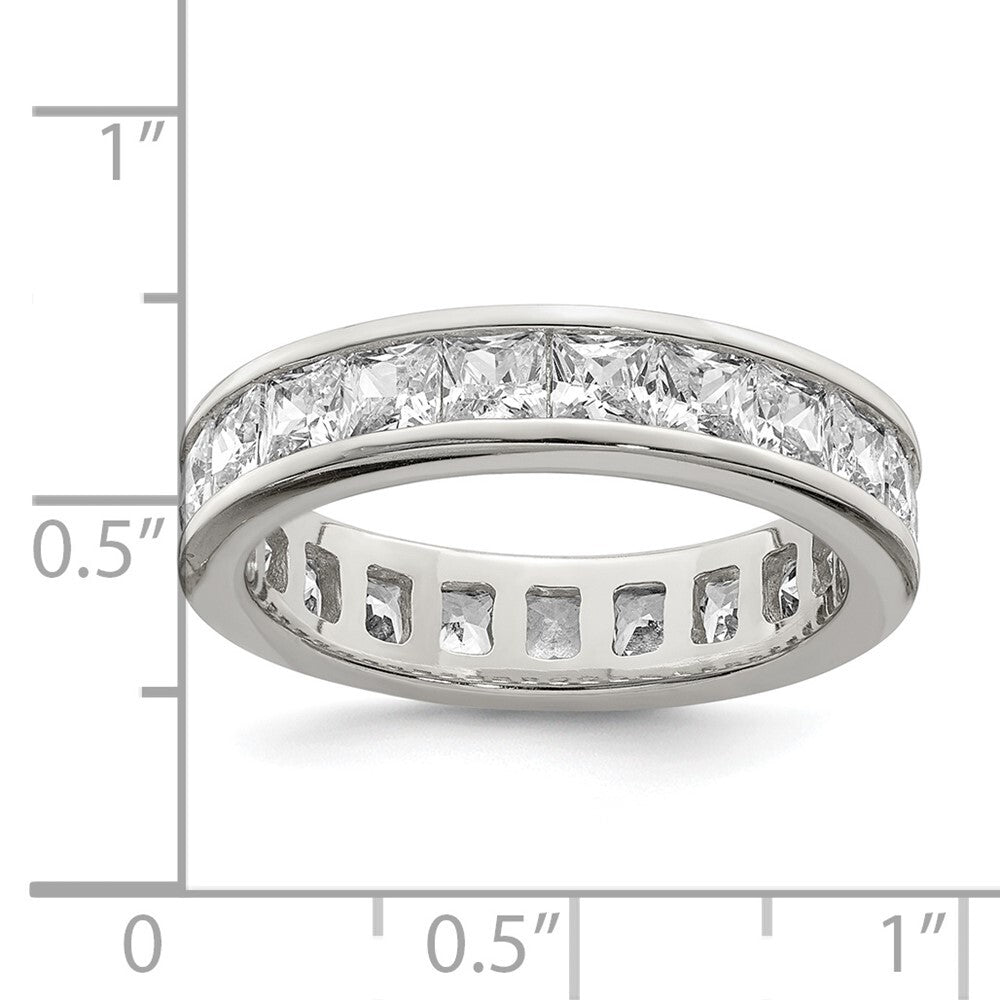Sterling Silver Rhodium-plated Cubic Zirconia Eternity Band Size 8