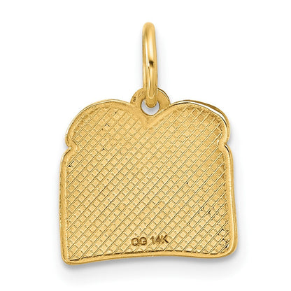 14k Yellow Gold Fancy Toast and Jam Charm Pendant for Women