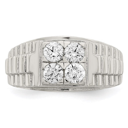 Sterling Silver Rhodium-plated Cubic Zirconia Fashion Ring Size 10