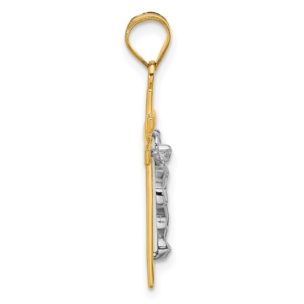 14k Two-tone Gold INRI Crucifix Pendant for Women