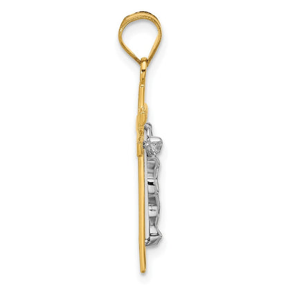 14k Two-tone Gold INRI Crucifix Pendant for Women