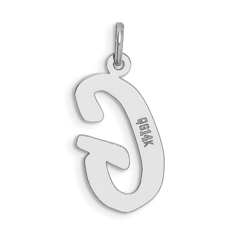14k White Gold Large Script Letter G Initial Charm Pendant