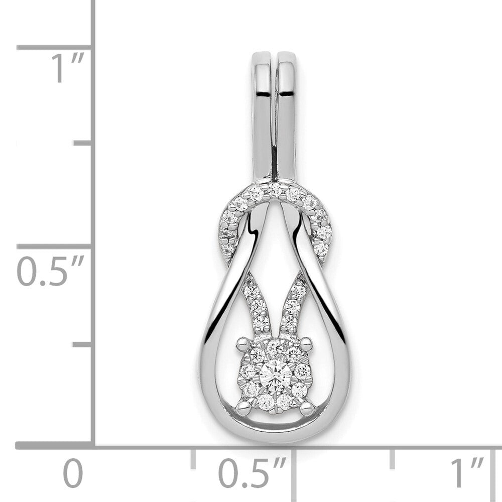 14k White Gold 1/6ct. Diamond Square Knot Slide Pendant for Women