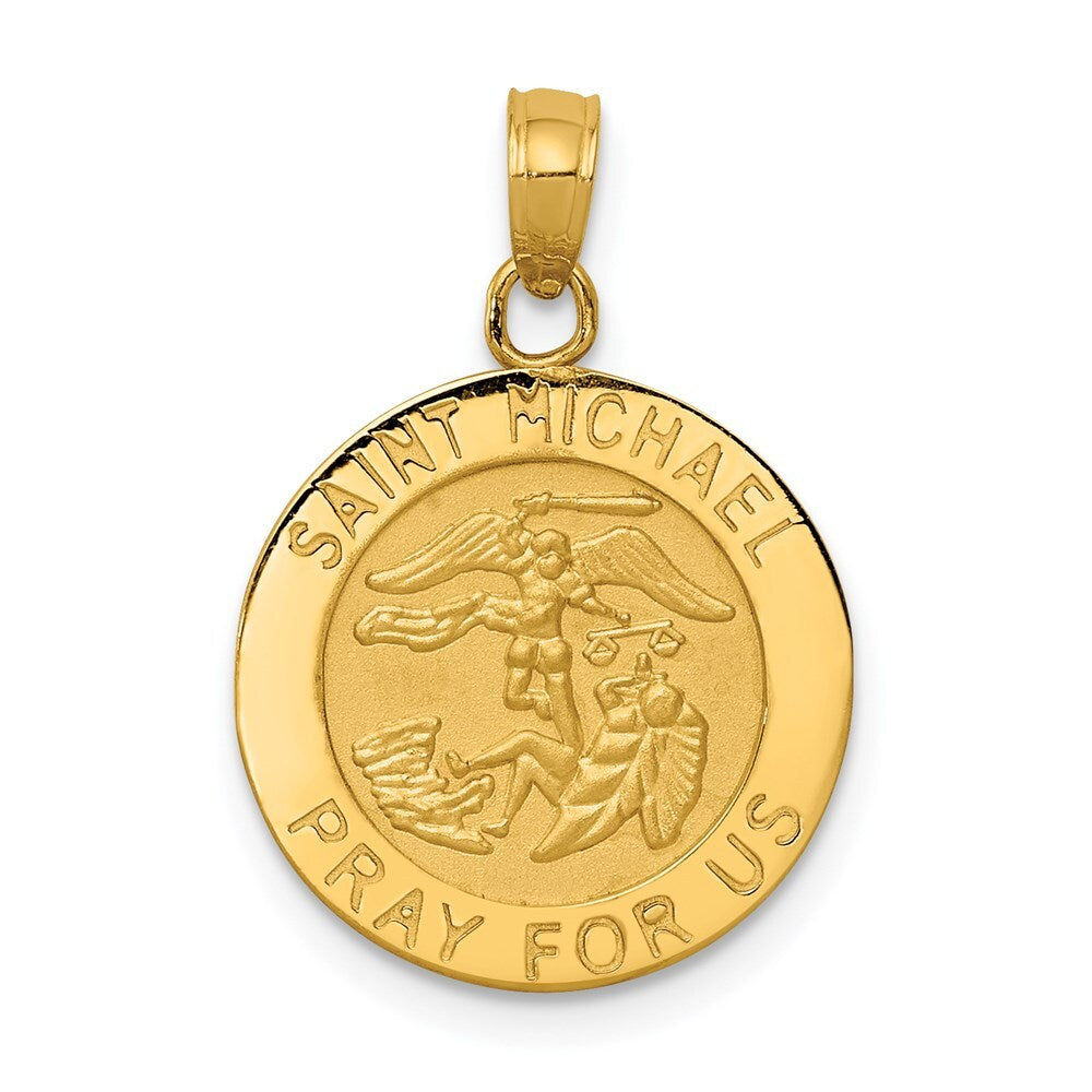 14k Yellow Gold Saint Michael Medal Pendant for Women
