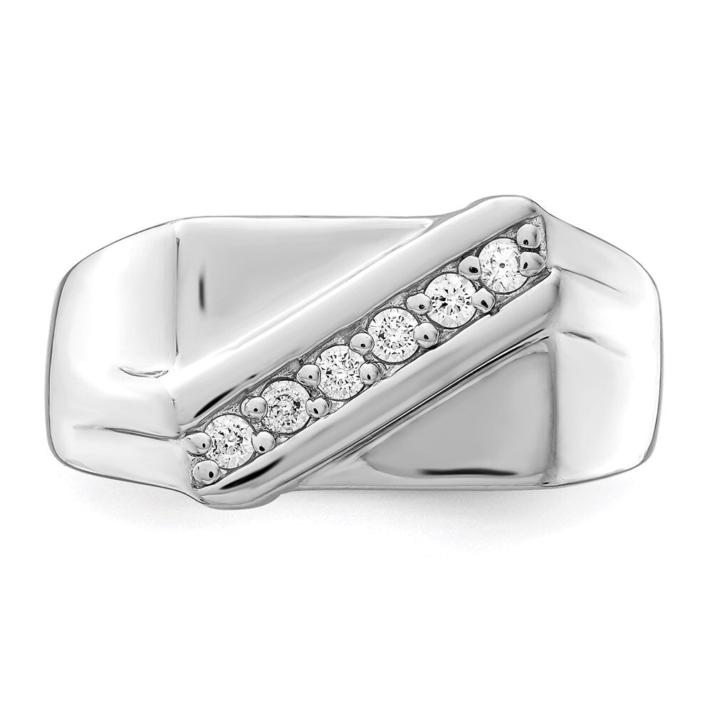 Sterling Silver Rhodium Plated Fancy Cubic Zirconia Ring Size 11
