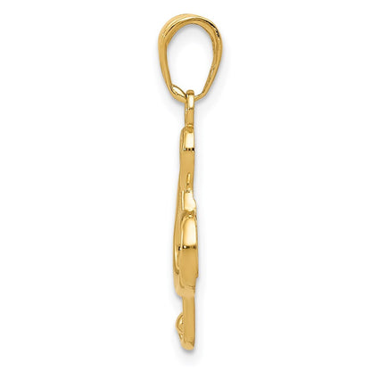 14k Yellow Gold Polished Open-Backed Treble Clef Pendant for Women