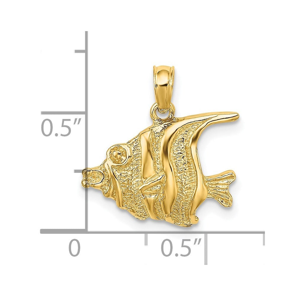 14k Yellow Gold Polished Engraved FISH Charm