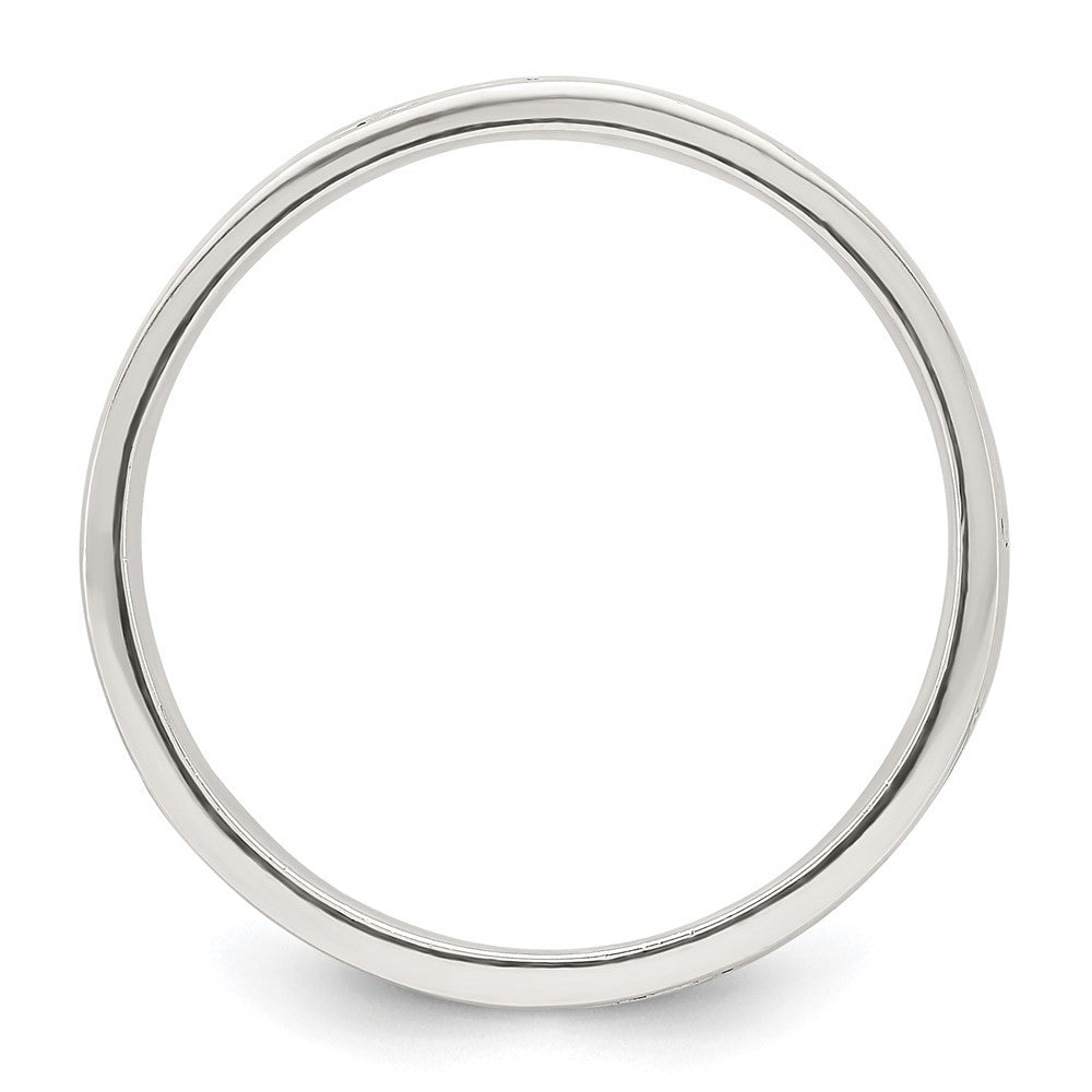 Sterling Silver Polished Oxidized Patterned Men's Band Ring