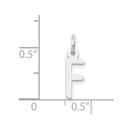 14k White Gold Small Slanted Block Letter F Initial Charm Pendant for Women