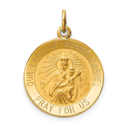 14k Yellow Gold Our Lady of Mt. Carmel Medal Charm Pendant for Women