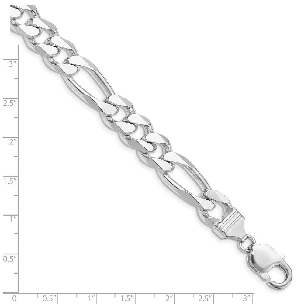 Sterling Silver Rhodium-plated 10.75mm Figaro Chain Bracelet