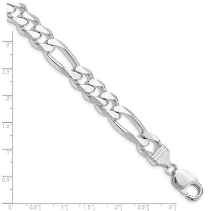 Sterling Silver Rhodium-plated 10.75mm Figaro Chain Bracelet