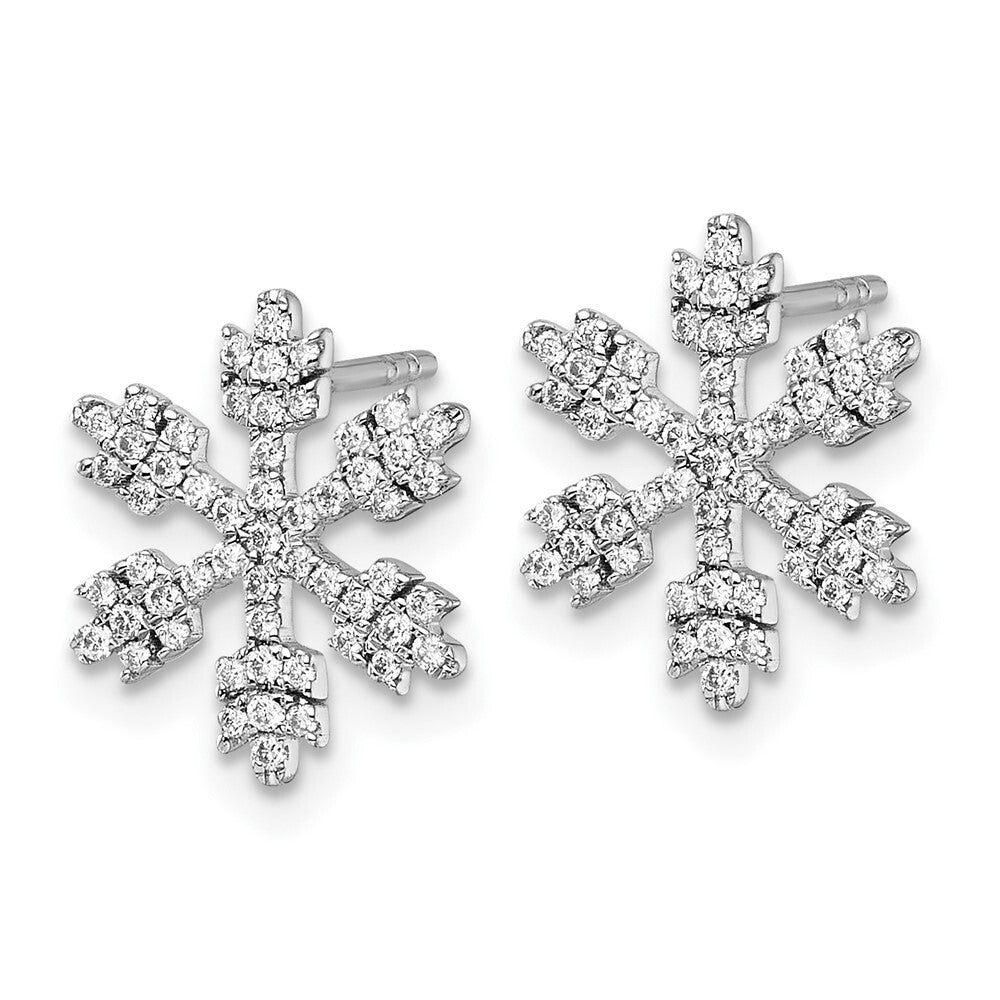 14k White Gold Snowflake Diamond Stud Earrings