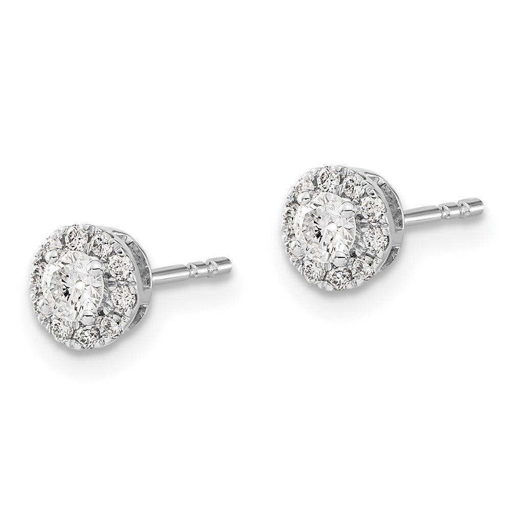 14k White Gold Diamond Cluster Stud Earrings
