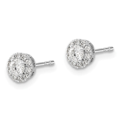 14k White Gold Diamond Cluster Stud Earrings