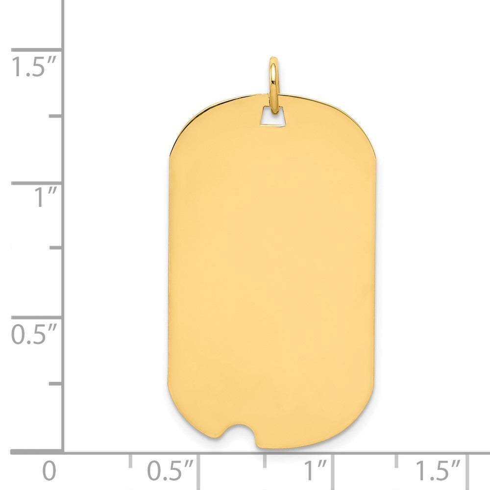 14k Yellow Gold Plain .018 Gauge Engraveable Dog Tag w Notch Disc Charm