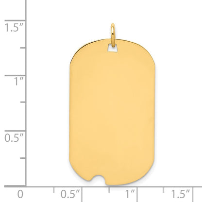 14k Yellow Gold Plain .018 Gauge Engraveable Dog Tag w Notch Disc Charm