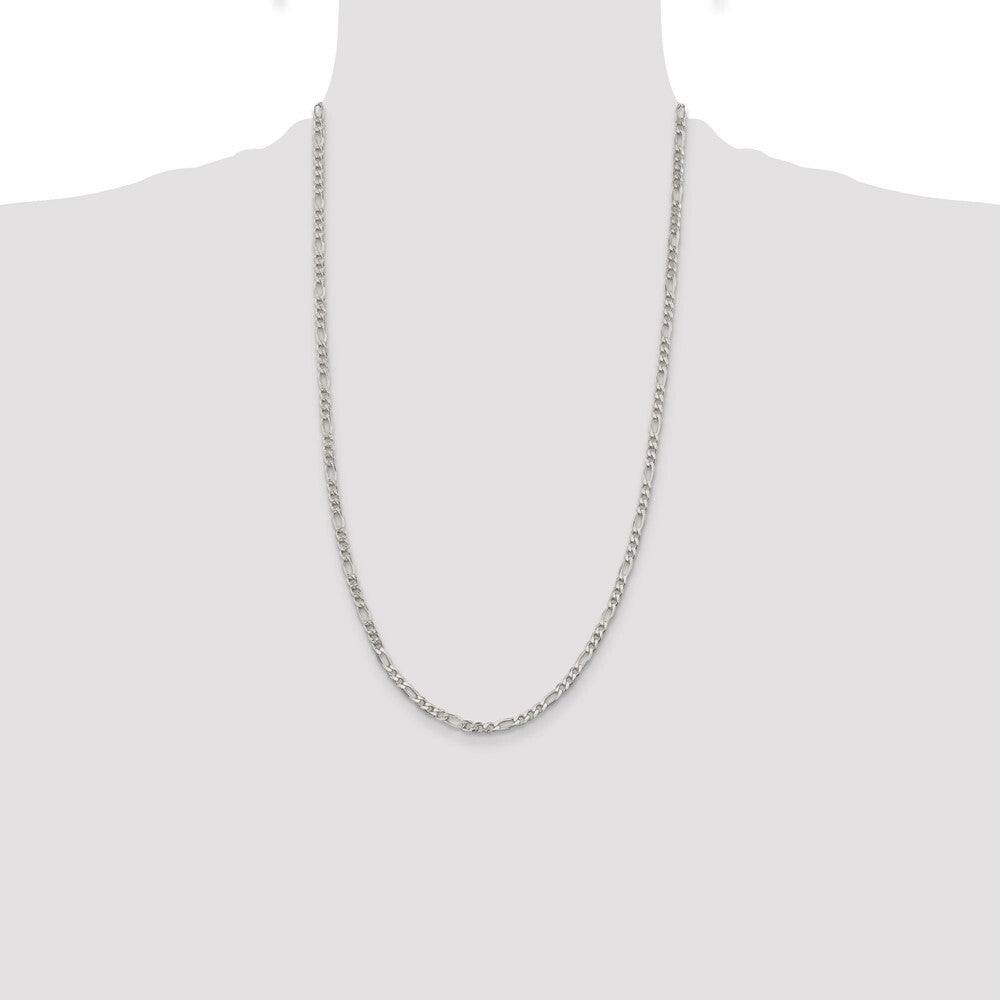 Sterling Silver 4mm Pav� Flat Figaro Chain