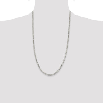 Sterling Silver 4mm Pav� Flat Figaro Chain