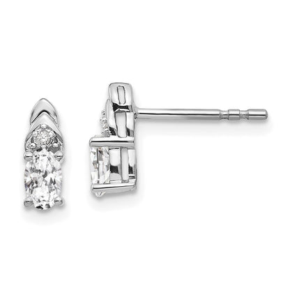14k White Gold White Topaz and Diamond Earrings