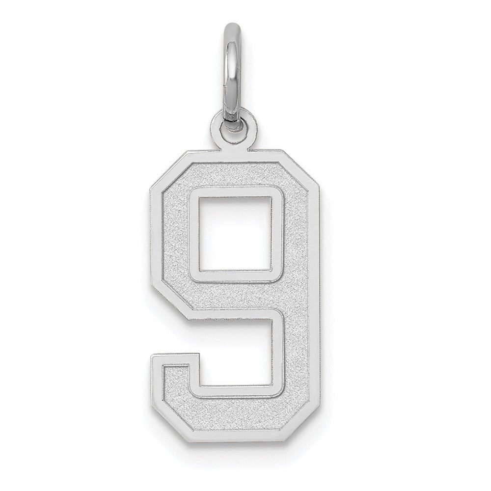 14K White Medium Satin Number 9 Charm