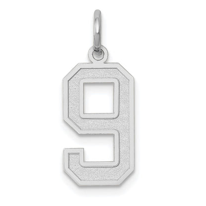 14K White Medium Satin Number 9 Charm