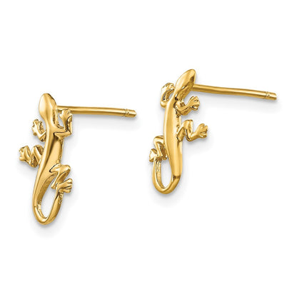 14k Yellow Gold Polished Gecko Earrings