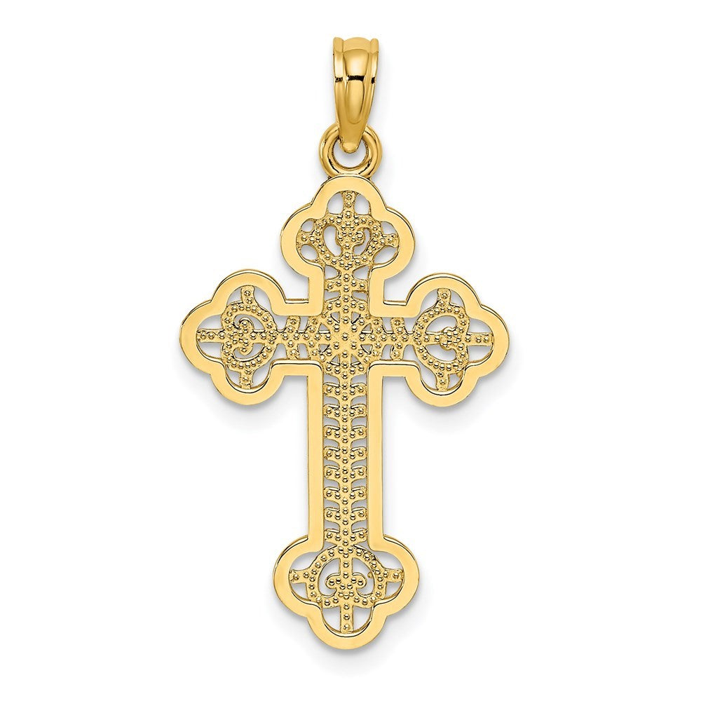 14k Yellow Gold Cut-Out Design Cross Charm