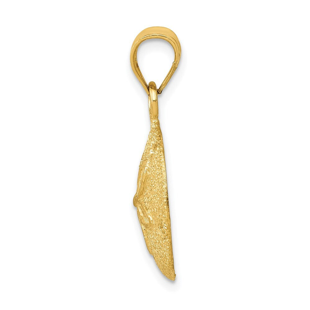 14k Yellow Gold Solid Polished Laser-Cut Sand Dollar Pendant for Women