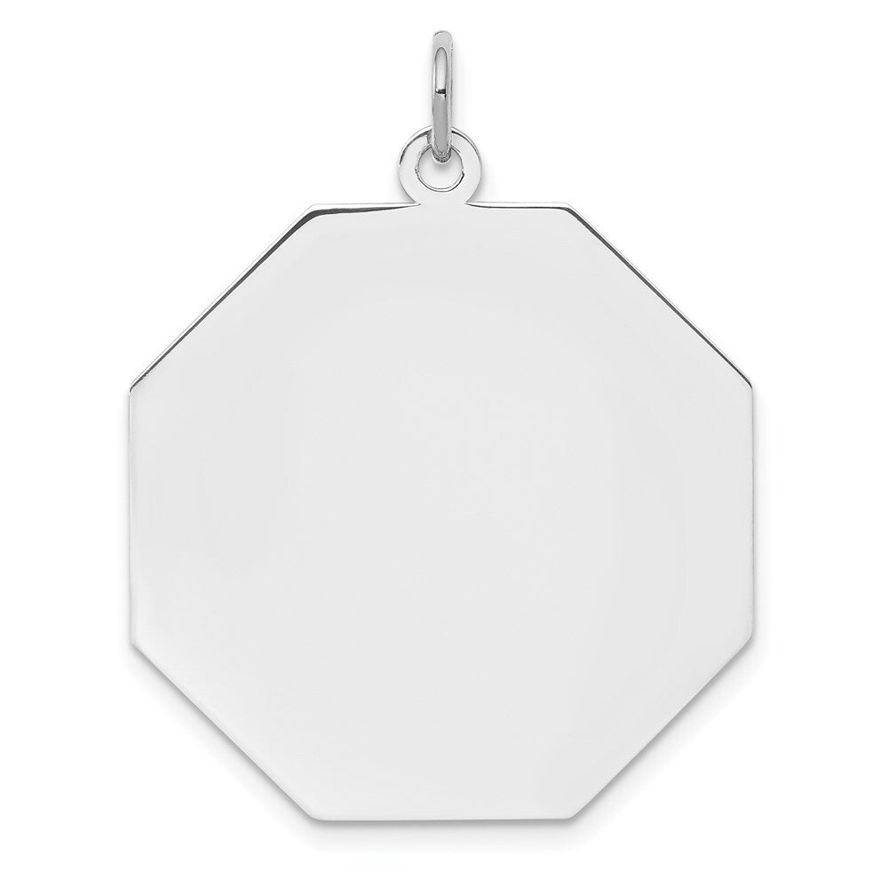 Sterling Silver Engraveable Octagon Polished Front/Satin Back Disc Charm