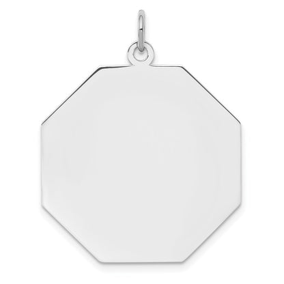 Sterling Silver Engraveable Octagon Polished Front/Satin Back Disc Charm
