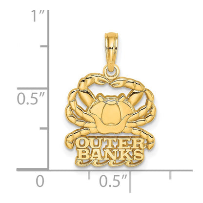 14k Yellow Gold Polished OUTER BANKS Crab Charm Pendant for Women