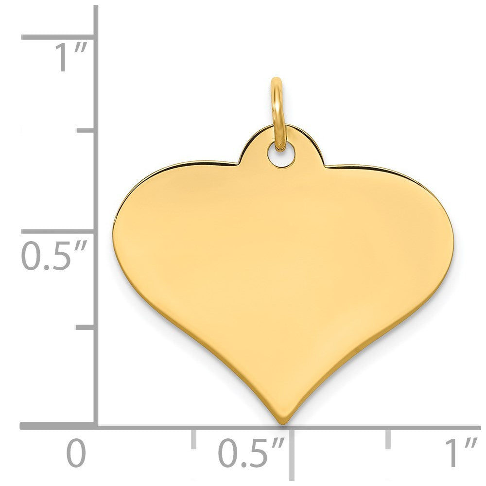 14k Yellow Gold Plain .027 Gauge Engraveable Heart Disc Charm