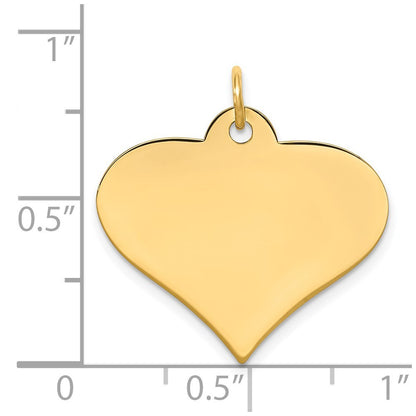 14k Yellow Gold Plain .027 Gauge Engraveable Heart Disc Charm