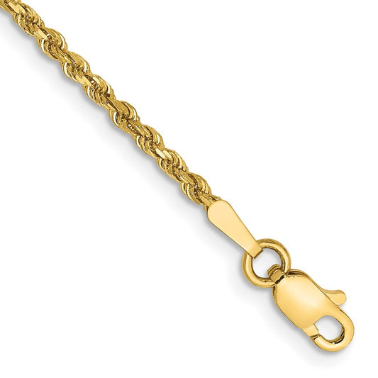 14k Yellow Gold 5.5 inch 1.75mm Diamond-cut Rope Chain Bracelet