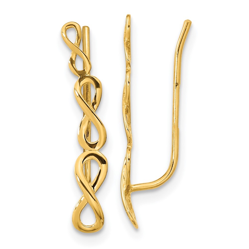 14k Yellow Gold Gold Polished Infinity Ear Climber Stud Earrings Gift for Women