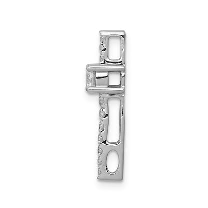 14k White Gold Diamond and .18 Sapphire Fancy Chain Slide Pendant for Women