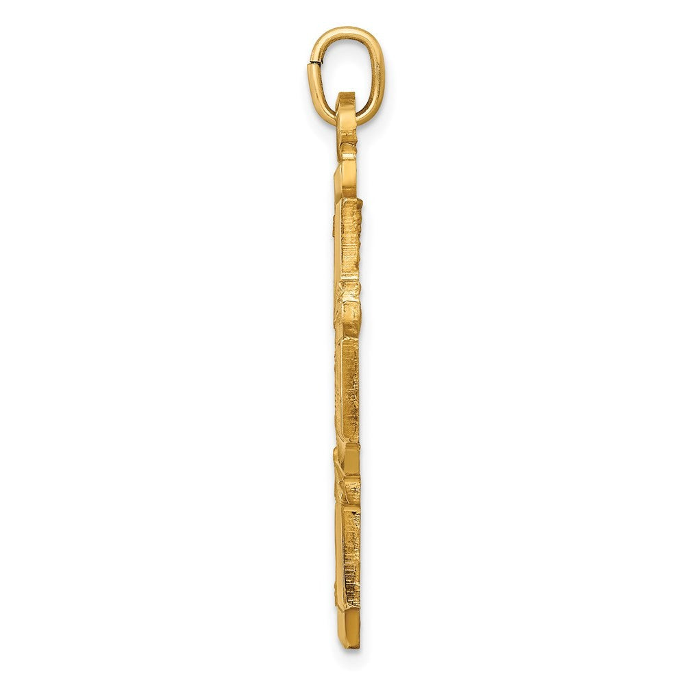 14k Yellow Gold Solid Polished Satin Large 4-Way Medal