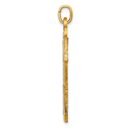14k Yellow Gold Solid Polished Satin Large 4-Way Medal