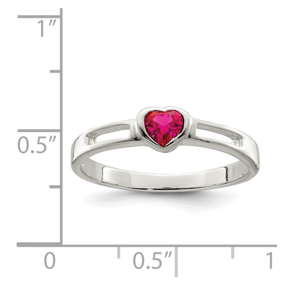 Sterling Silver Red Cubic Zirconia Heart Ring Size 8